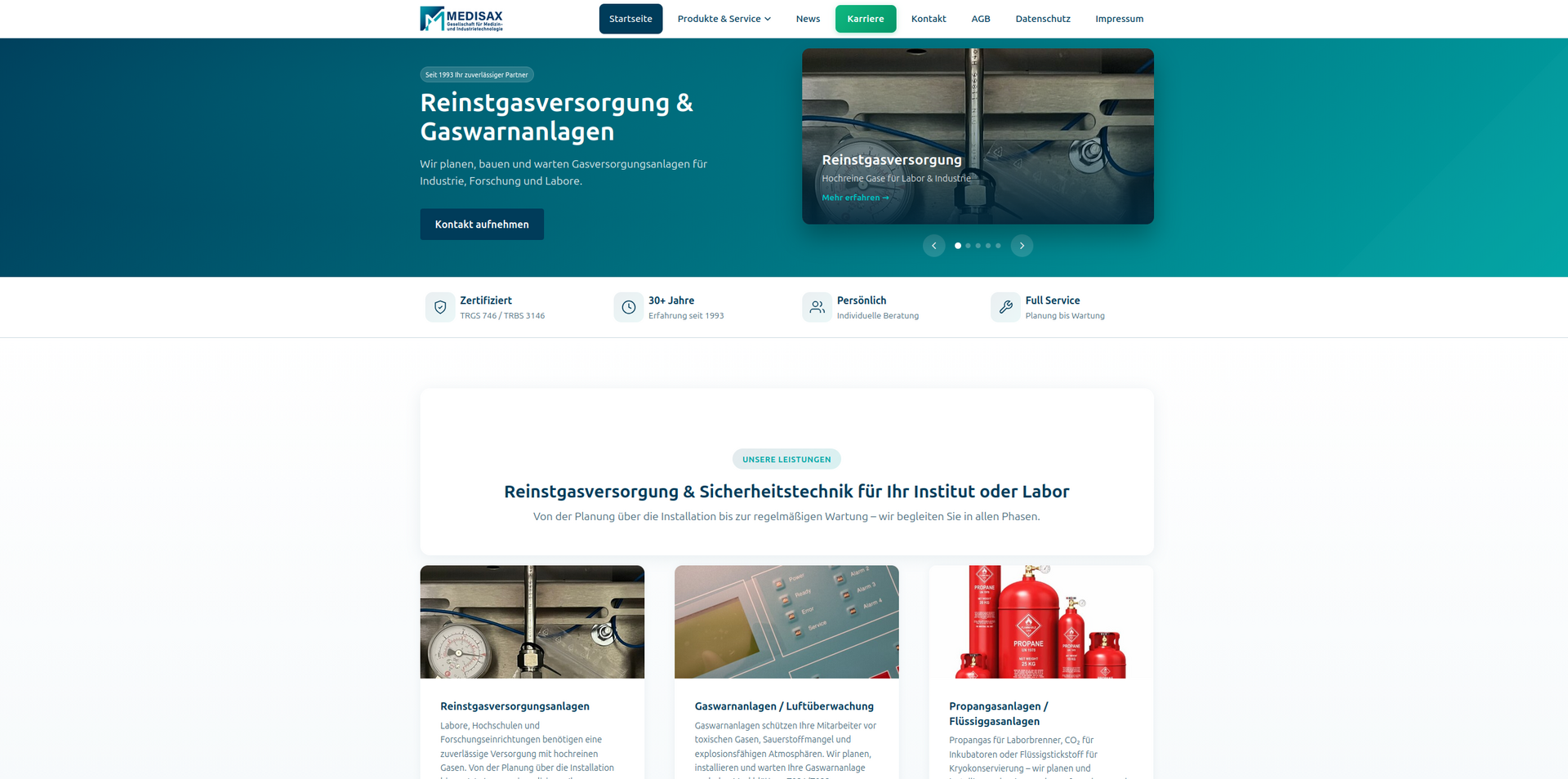 Medisax Online-Auftritt